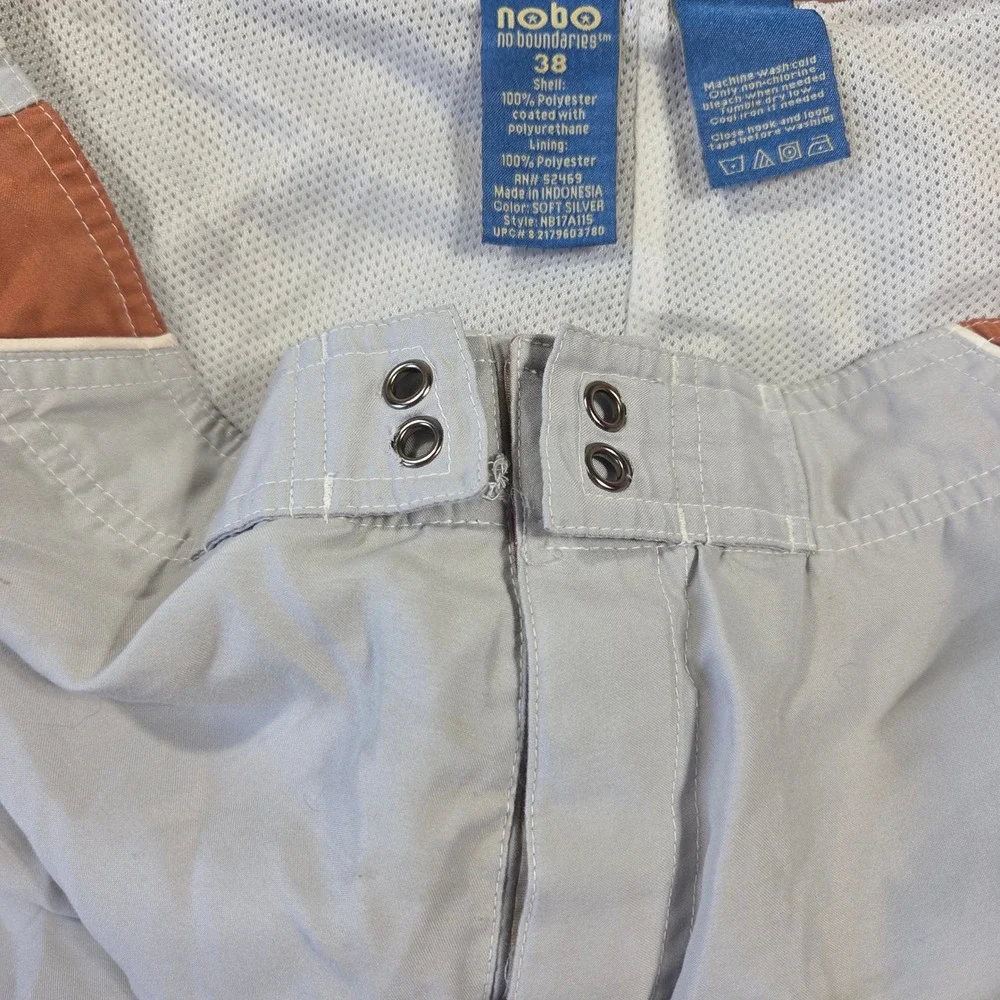 No Boundaries Mens Board Shorts Silver Orange Brown Colorblock 38 Y2k Skater